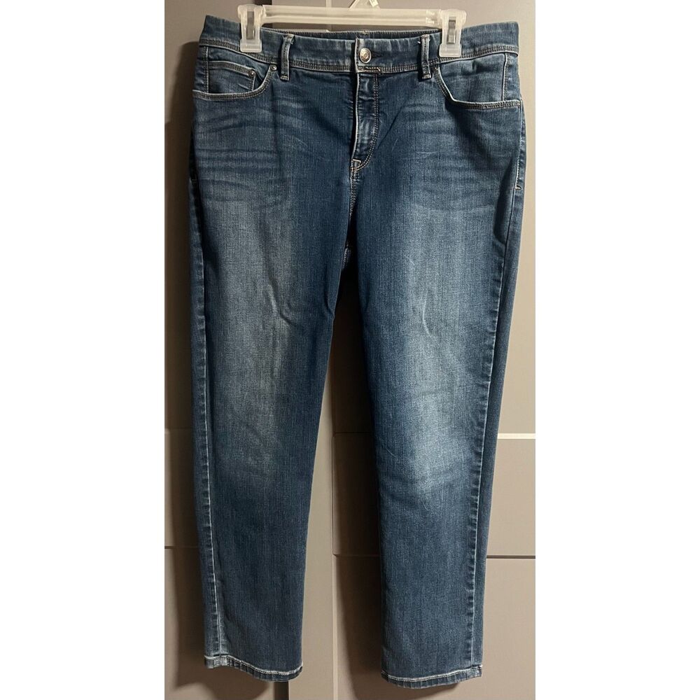 So Slimming by Chico's Skinny/Straight Leg Girlfriend Crop Jeans Blue 1 (US M)